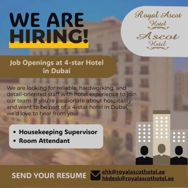Royal Ascot Hotel Jobs in Dubai