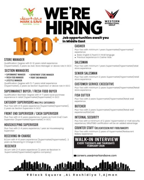 Supermarket Jobs In Dubai